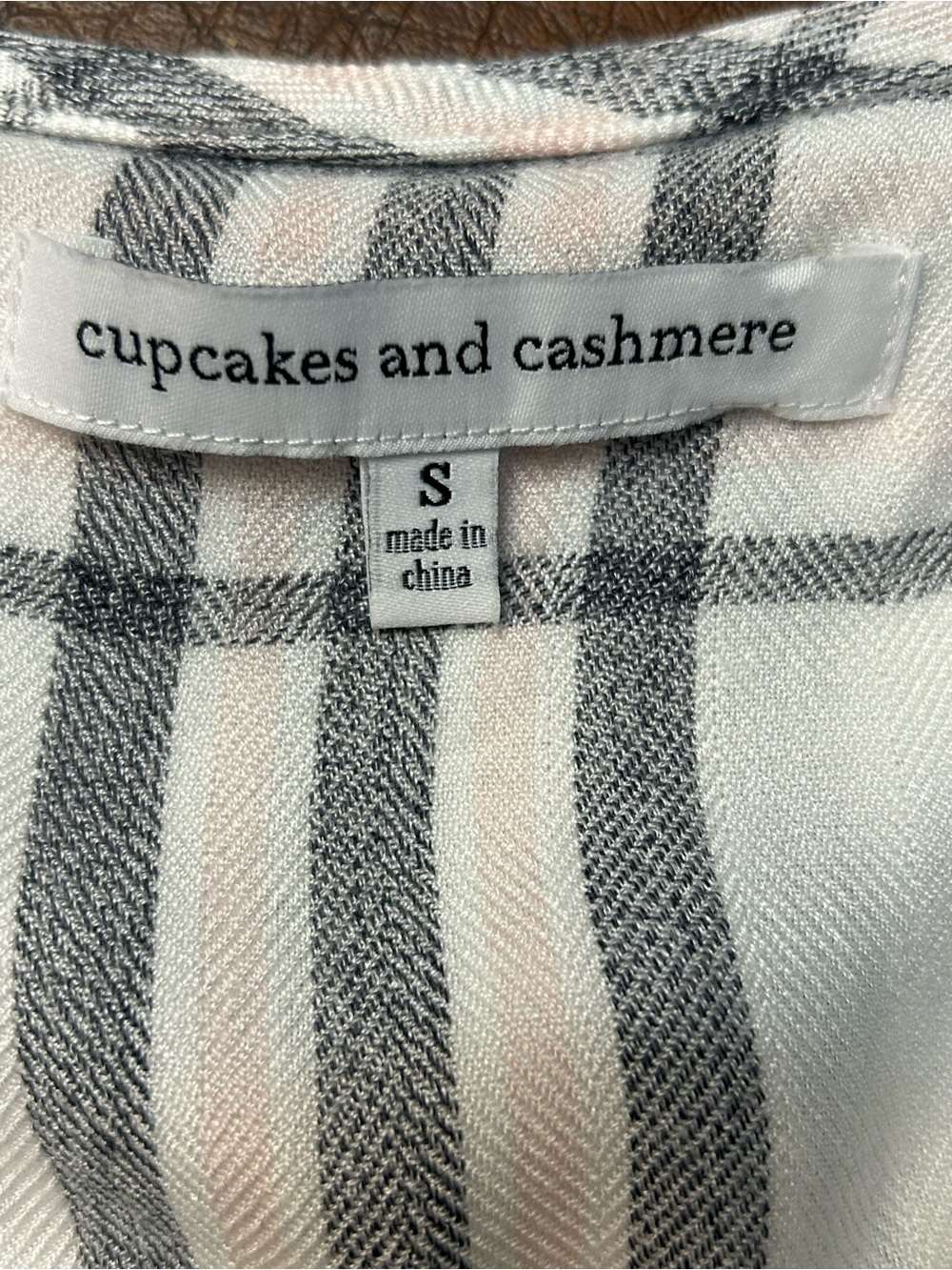 Cupcakes & Cashmere Woman’s Sleeveless White & Gray Plaid Dress w Tie Belt SZ S - Picture 5 of 11